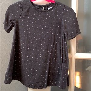 Gray dress with lavender dots